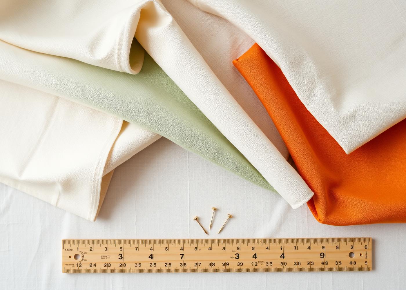 Folded linen fabric swatches at the Kwajelyn studio