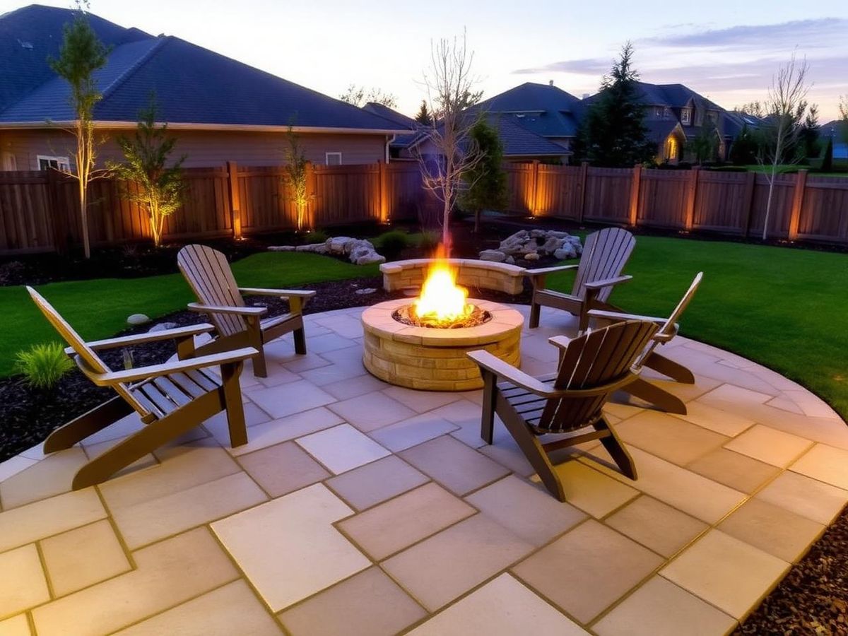Finished flagstone patio and fire pit ready for handover